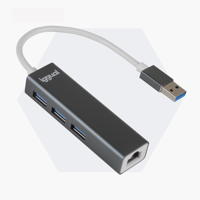 Imagen del producto Hub USB-A 3 puertos USB 3.0 + RJ45 Gigabit